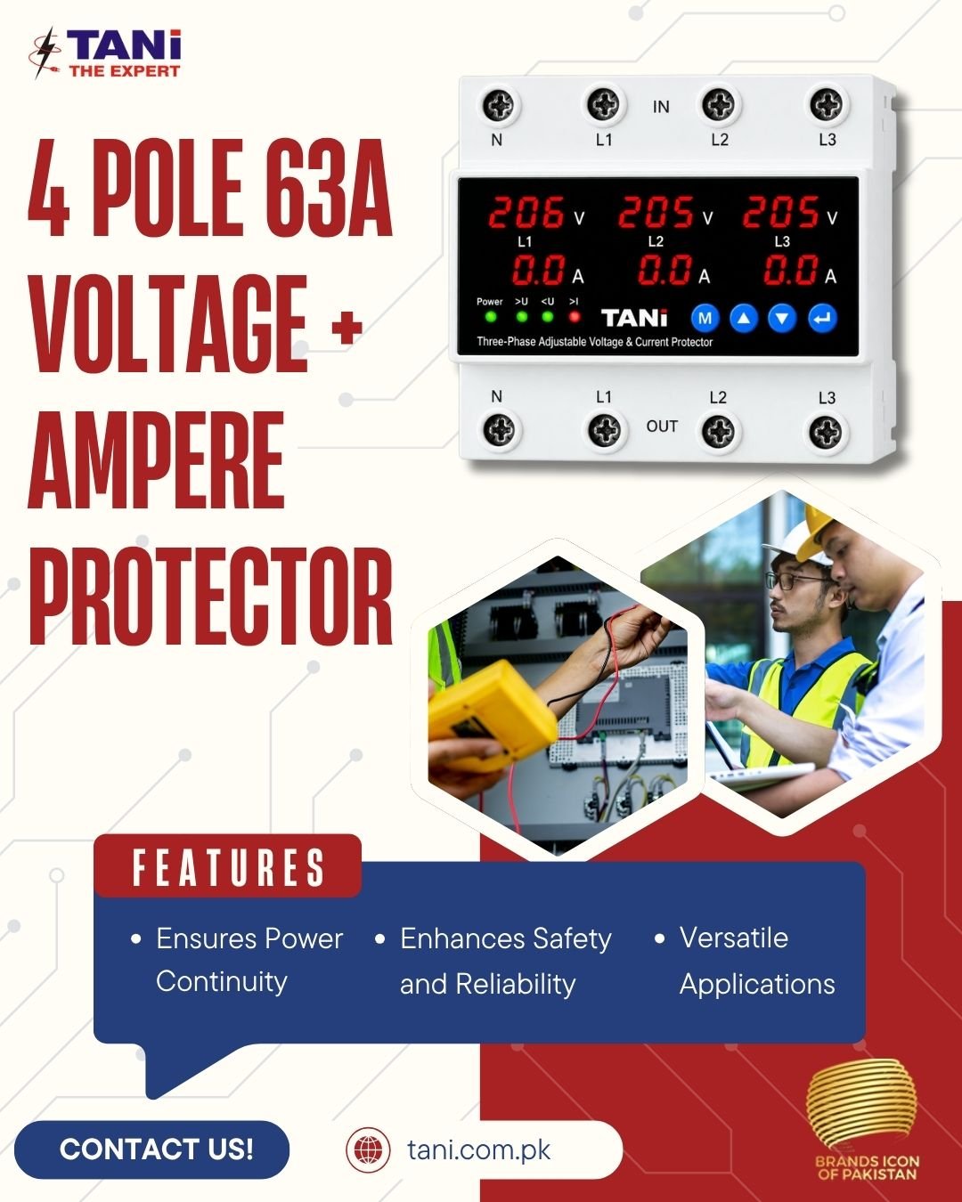 4 pole 63 A Voltage Ampere Protector